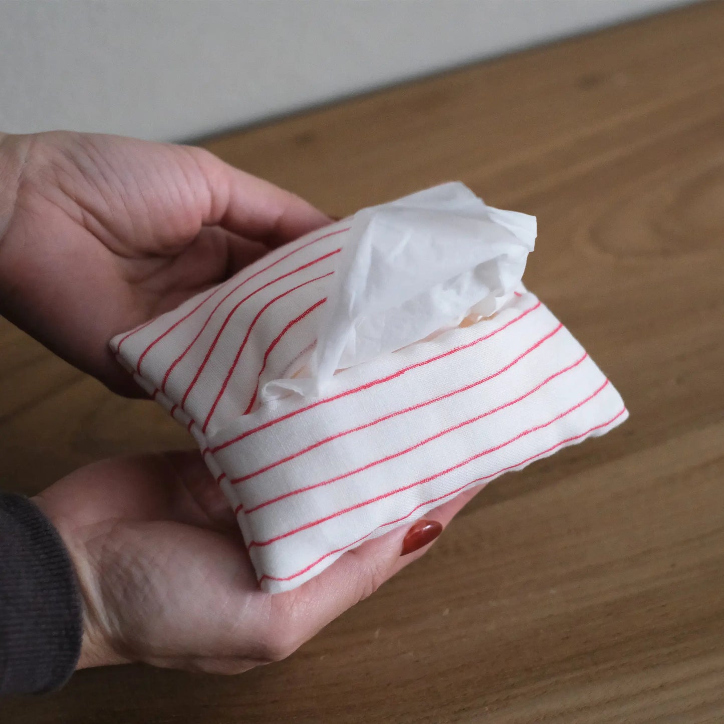 (mitsou/倉敷意匠) ティッシュケース(縞レッド)