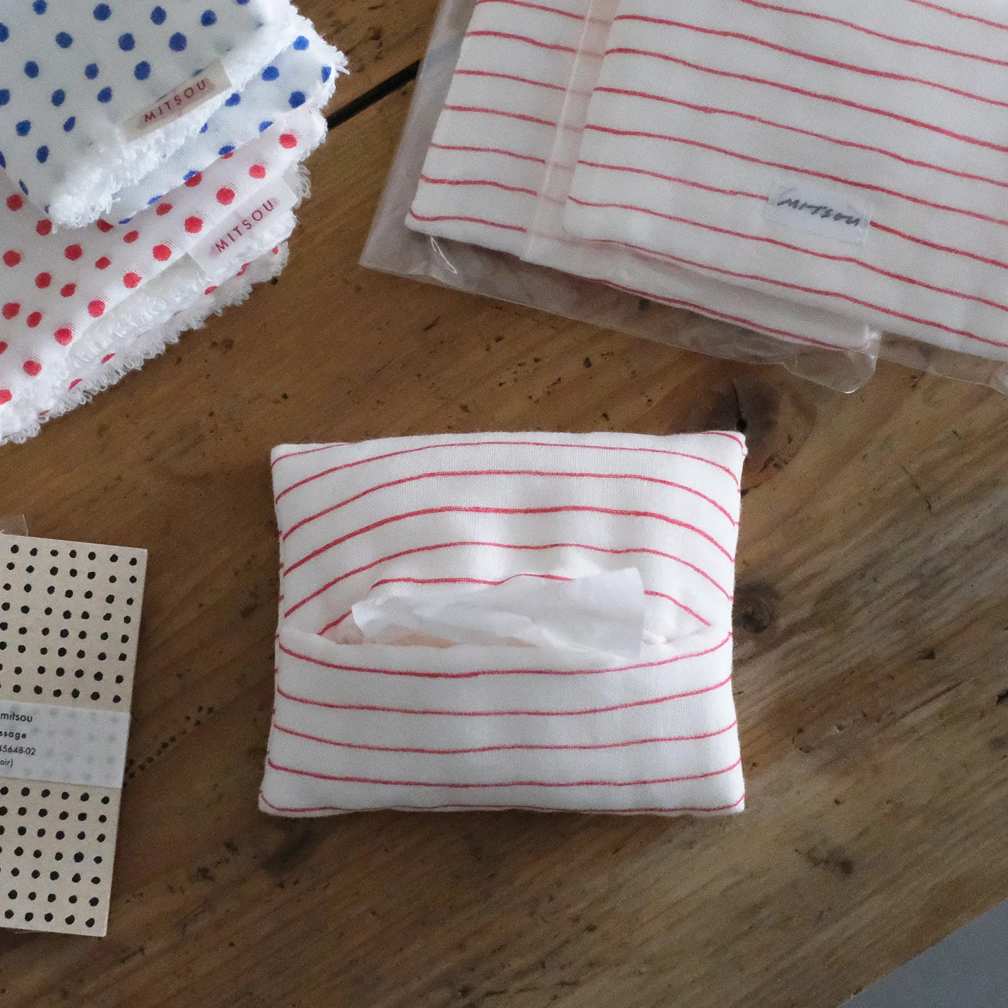 (mitsou/倉敷意匠) ティッシュケース(縞レッド)