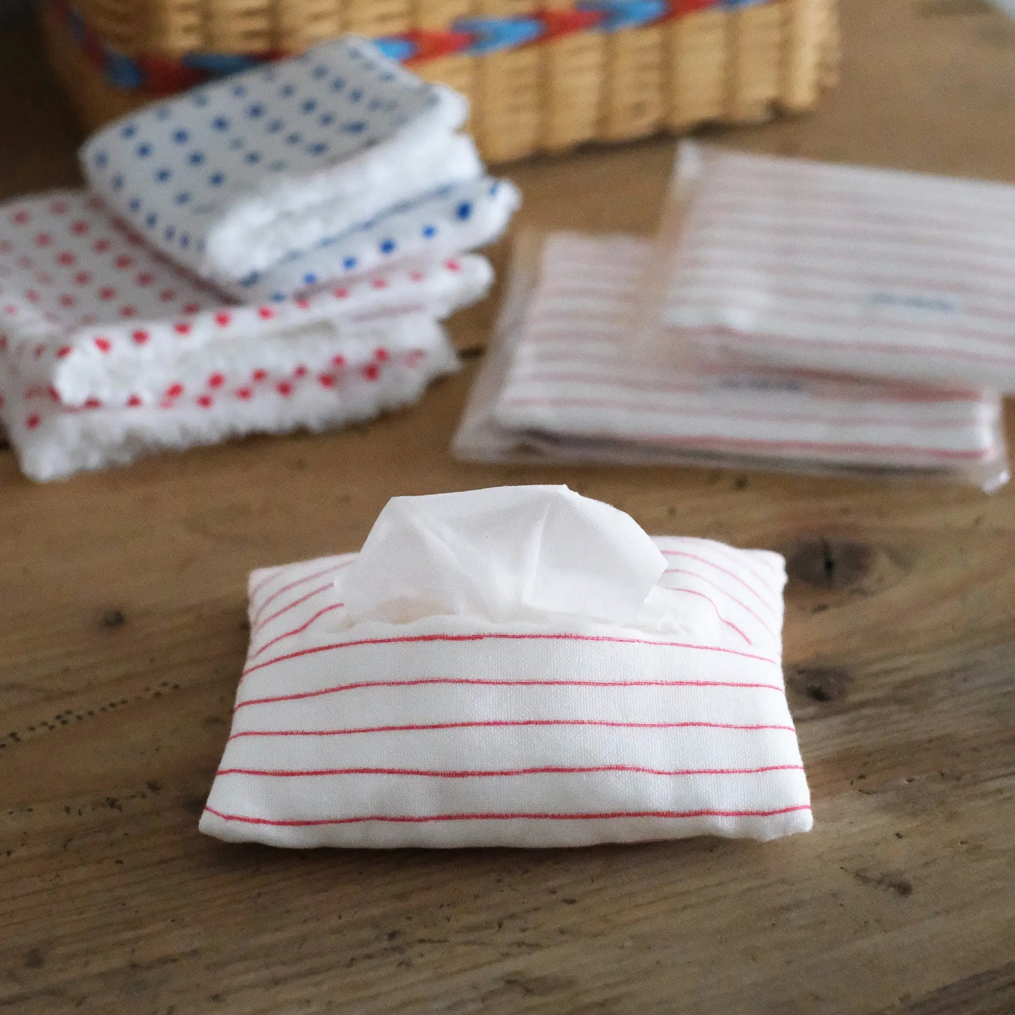 (mitsou/倉敷意匠) ティッシュケース(縞レッド)