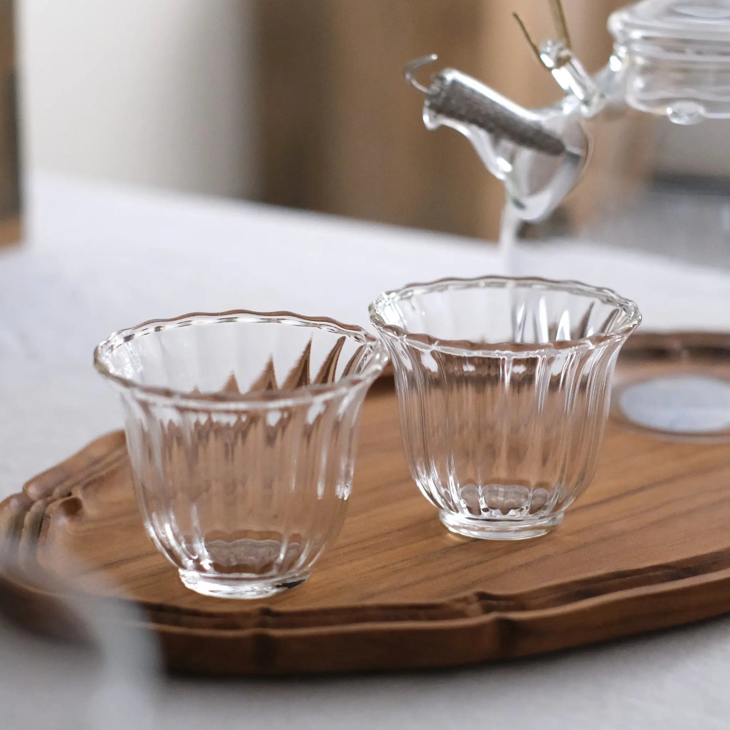 花びら模様の耐熱湯呑みカップ