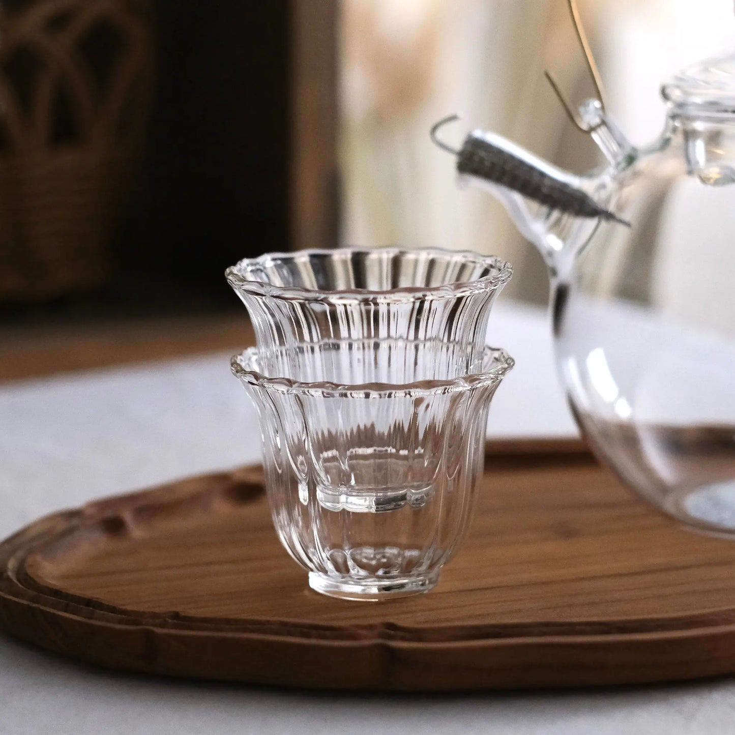 花びら模様の耐熱湯呑みカップ