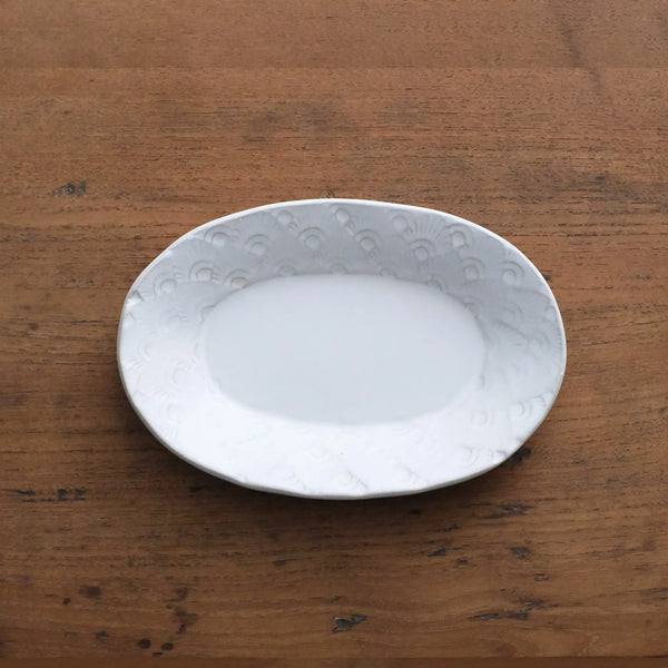 オーバル皿（印花）｜陶芸家 水谷ちえみ【コノヒノ道具店】