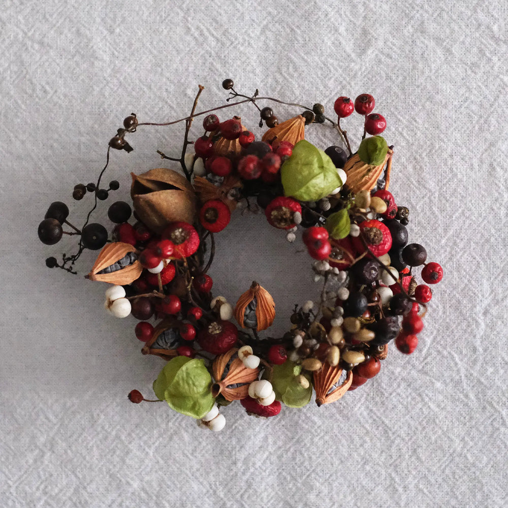 木の実のキャンドルリース (S)