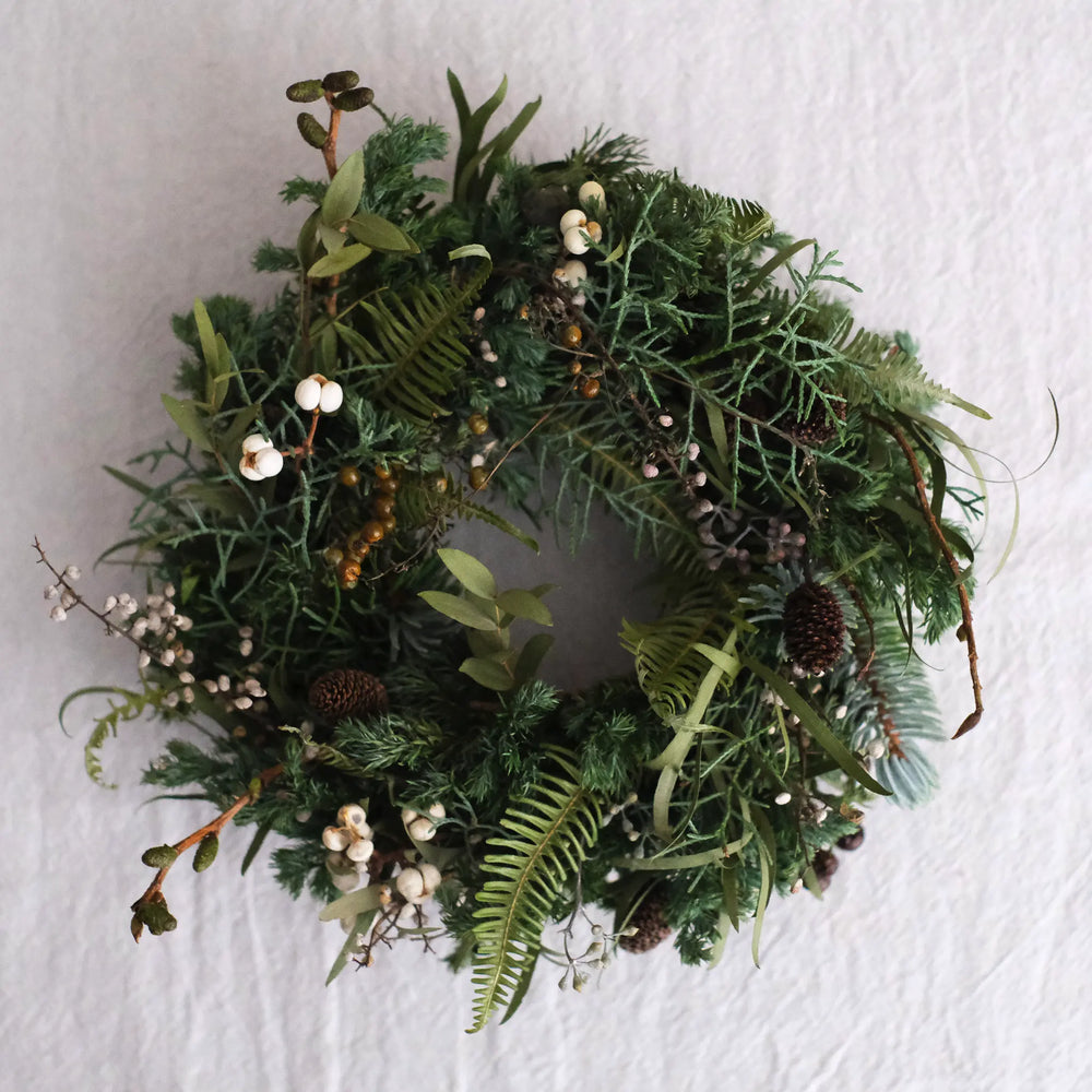 冬の緑のリース (L)