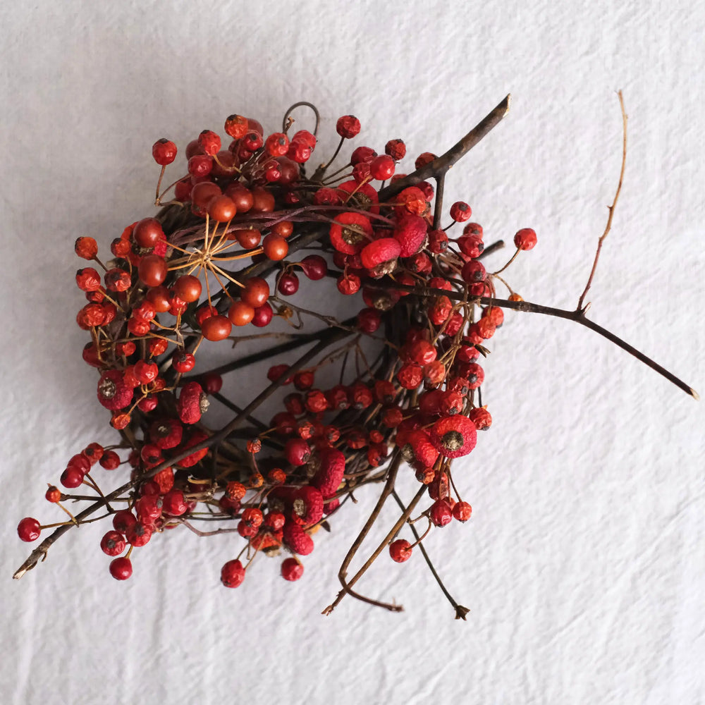 クロモジとバラの実のリース (M)